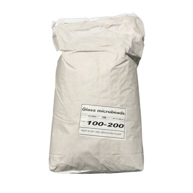 Abrazyvai stiklo rutuliukai (glass microbeads) 100-150 qm 25 kg maišas Abrazyvai stiklo rutuliukai (glass microbeads) 100-150 qm 25 kg maišas
