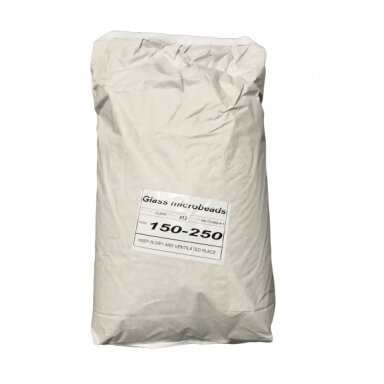 Abrazyvai stiklo rutuliukai (glass microbeads) 150-250 qm 25 kg maišas Abrazyvai stiklo rutuliukai (glass microbeads) 150-250 qm 25 kg maišas