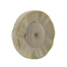 LEA Poliravimo diskas 100 mm x 15 mm, 9 mm vidinė skylė (30 fold) Calico NG Loosefold, Unwashered, susiūtas, baltas