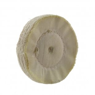 LEA Poliravimo diskas 100 mm x 15 mm, 9 mm vidinė skylė (30 fold) Calico NG Loosefold, UNWASHERED, susiūtas, baltas