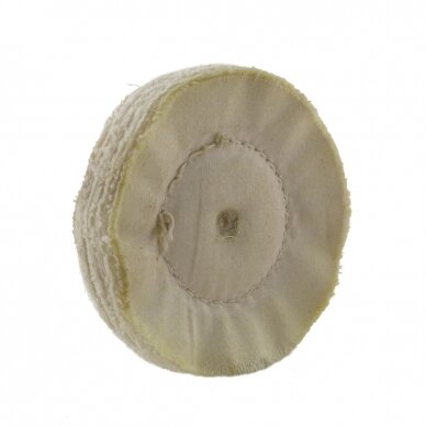 LEA Poliravimo diskas 100 mm x 15 mm, 9 mm vidinė skylė (30 fold) Calico NG Loosefold, Unwashered, susiūtas, baltas