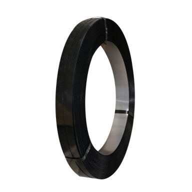 Metalinė tvirtinimo/ pakavimo juosta 16mmx0.5mm lakuota, juoda (50 kg.) Metalinė tvirtinimo/ pakavimo juosta 16mmx0.5mm lakuota, juoda (50 kg.)
