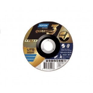 Norton pjovimo/šlifavimo diskas NQ24R-BF27 125x4.2x22.23 Quantum 3 COMBO METAL/INOX (Premium kokybė)