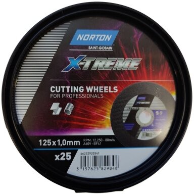 Norton pjovimo diskas A46V-BF41 125x1.0x22.2 NOR X-TREME life METAL/INOX Norton pjovimo diskas A46V-BF41 125x1.0x22.2 NOR X-TREME life METAL/INOX