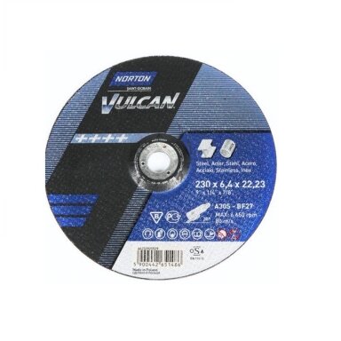 Norton Šlifavimo diskas A30S-BF27 230x6.4x22.23 VULCAN METAL/INOX Norton Šlifavimo diskas A30S-BF27 230x6.4x22.23 VULCAN METAL/INOX