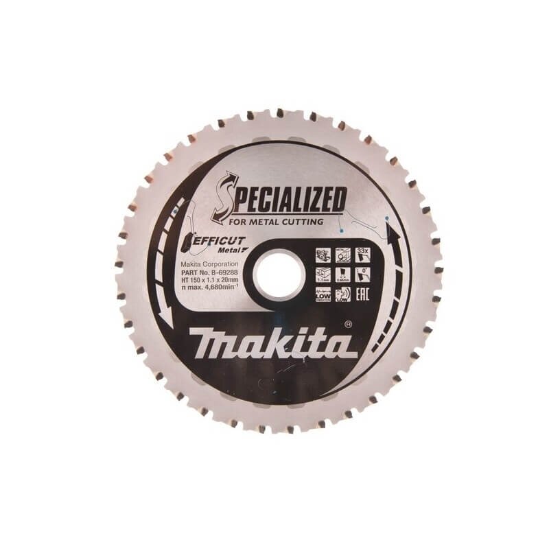 Pjovimo diskas Makita Efficut 150x20 Z33, DCS551, DCS553, metalui (danties storis 1,1mm) (diskinis pjūklas) Pjovimo diskas Makita Efficut 150x20 Z33, DCS551, DCS553, metalui (danties storis 1,1mm) (diskinis pjūklas)