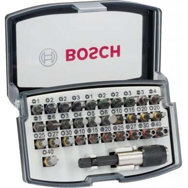 Suktuvo antgalių komplektas Bosch, su splavos kodais, 32 dalių